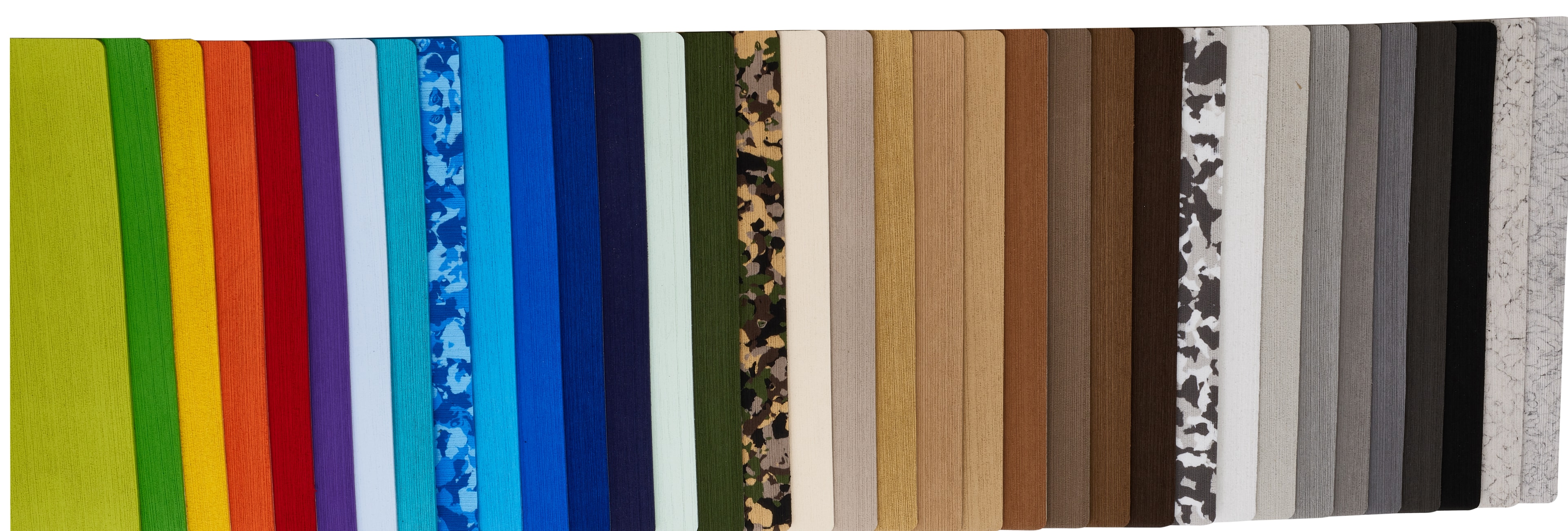 Seat material color swatch range — product photography